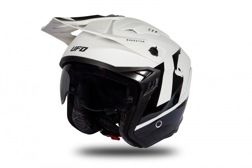 Casco Trial UFO Jet Sheratan bianco e nero - HE185