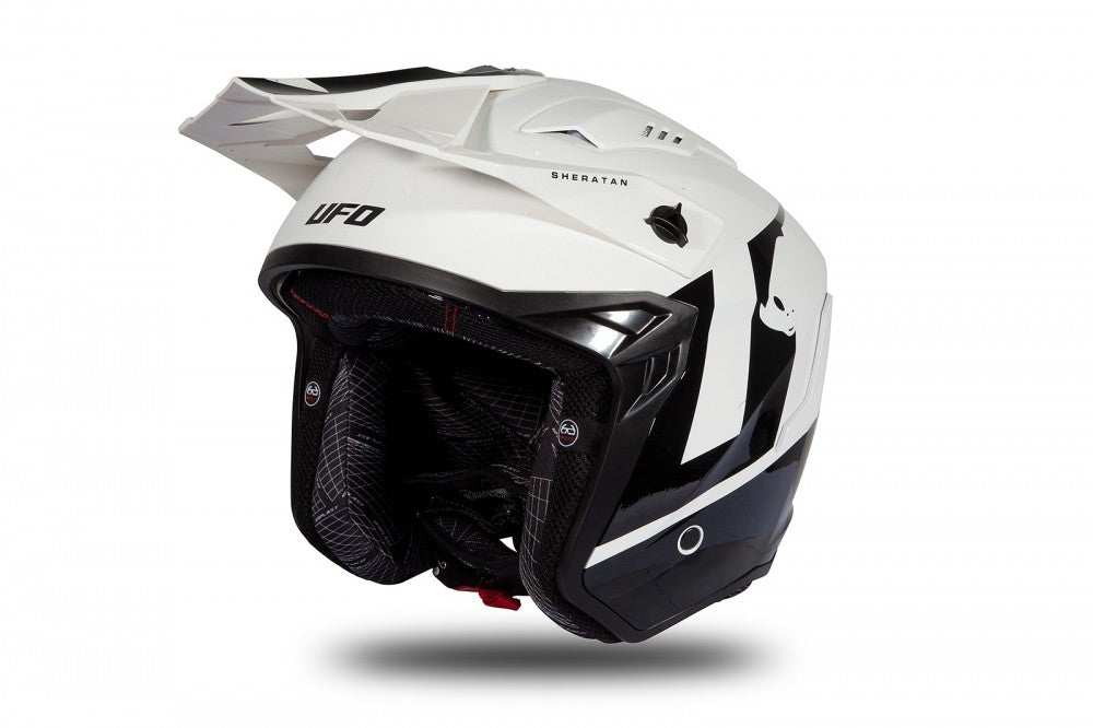 Casco Trial UFO Jet Sheratan bianco e nero - HE185