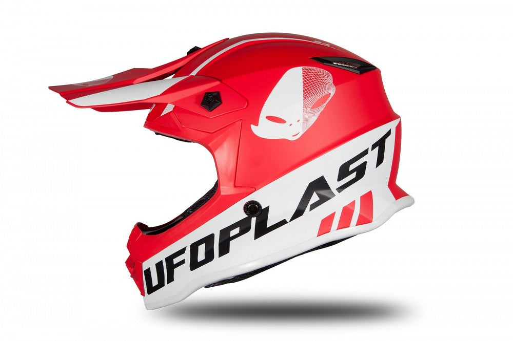 Casco motocross UFO Korey da bambino rosso e bianco