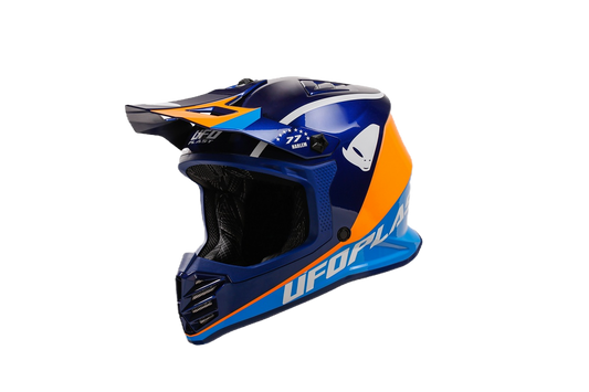 Casco motocross UFO Korey da bambino blu e arancione