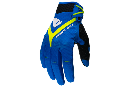 Guanti motocross UFO Hayes blu e giallo fluo